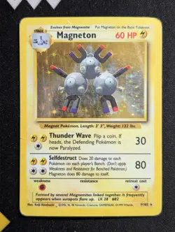 Magneton 9/102 Base Set Pokemon HP Holo CREASE - Image 1