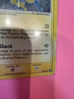 Manectric 7/106 Holo Rare EX Emerald Pokemon Card Vintage 2005 - Image 4