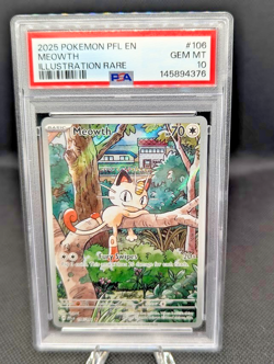 Meowth 106/094 Illustration Rare Holo PSA 10 Me02 Phantasmal Flames 2025 Pokemon - Image 1