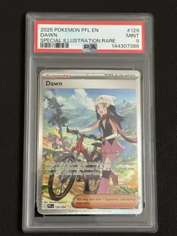 2025 Pokemon Phantasmal Flames #129 Full Art Trainer Dawn SIR PSA 9 Mint - Image 1