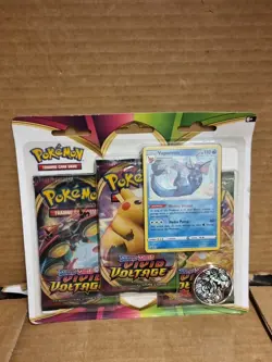 Pokemon TCG Sword & Shield Vivid Voltage 3 Pack Blister Vaporeon factory sealed - Image 1