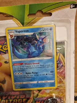 Pokemon TCG Sword & Shield Vivid Voltage 3 Pack Blister Vaporeon factory sealed - Image 2