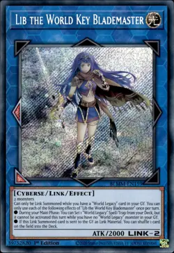 Lib The World Key Blademaster - Secret Rare 1st Edition BLMM-EN159 - NM - YuGiOh - Image 1