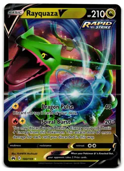 Rayquaza V 100/159 - 🌊 Crown Zenith V Rare Pokemon TCG Holo 🖤 - LP - Image 1