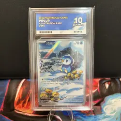 Pokemon Card Piplup 098/094 IR Phantasmal Flames Ace 10 Gem Mint Perfect Subs - Image 1