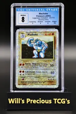 CGC 8 Machoke 51/110 Legendary Collection 2002 Reverse Holo Pokemon Card WOTC - Image 1