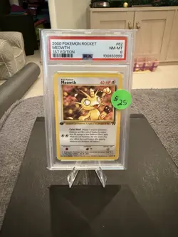 2000 Pokemon TCG Meowth 62/82 Team Rocket 1st Edition PSA 8 - Image 1