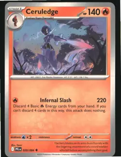 Ceruledge 020/094 Uncommon Phantasmal Flames Pokemon Near Mint - Image 1
