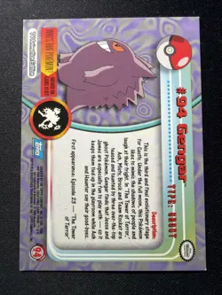 Pokemon 1999 Topps TV Animation Edition Cards Gengar 94 Haunter 93 Gastly 92 LP - Image 3