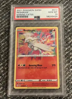 2021 Pokemon Reshiram 017/072 AMAZING RARE Shining Fates - PSA 10 - Image 1