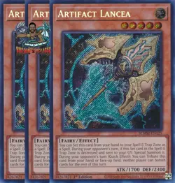 Yugioh! 3x Artifact Lancea BLMM-EN125 Secret Rare 1st Ed NM - Image 1