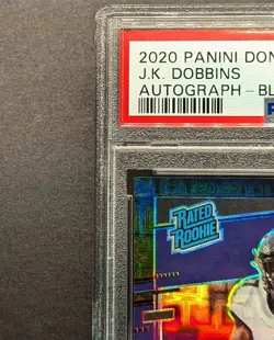 J.K. DOBBINS Rookie Auto 2020 Optic Black Pandora Holo Prizm PSA 9 Mint SP/25 RC - Image 2