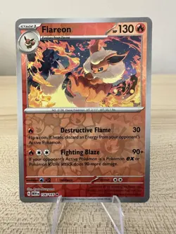2 X Flareon Reverse Holo Rare & Holo 136/165 Scarlet & Violet Pokemon Card - Image 2