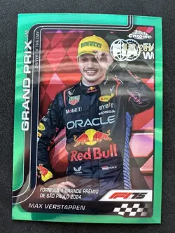 2025 Topps Chrome F1 Max Verstappen Teal Refractor /299 Red Bull 142 Grand Prix - Image 1