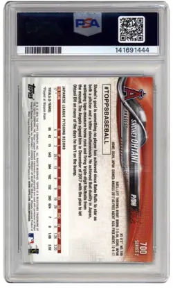 2018 Topps - Shohei Ohtani #700 White Jersey (RC) Los Angeles Angels GEM MINT 10 - Image 2