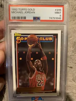 1992 Topps Gold #205 Michael Jordan PSA 9 Mint Chicago Bulls 50 Pt Graded Card - Image 1