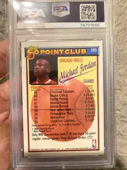 1992 Topps Gold #205 Michael Jordan PSA 9 Mint Chicago Bulls 50 Pt Graded Card - Image 3