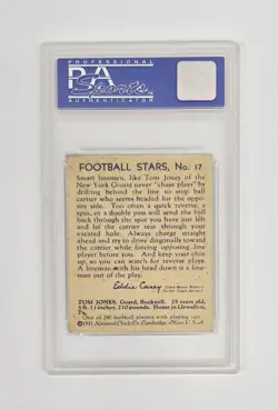 PSA GRADED 6 EX MINT VINTAGE 1935 NATIONAL CHICLE #17 TOM JONES NEW YORK GIANTS - Image 2