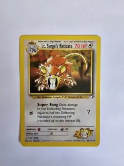 Pokemon TCG Lt. Surge's Raticate Gym Heroes 51/132 Regular Unlimited Uncommon - Image 1