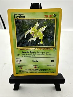 Pokemon Card Scyther 17/130 Base Set 2 Holo Rare WOTC MP - Image 2