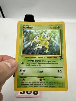 Pokemon Card Scyther 17/130 Base Set 2 Holo Rare WOTC MP - Image 3