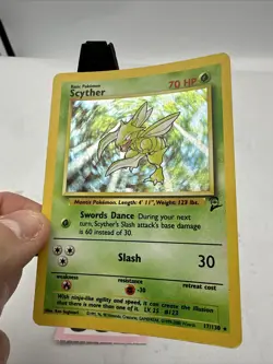 Pokemon Card Scyther 17/130 Base Set 2 Holo Rare WOTC MP - Image 4
