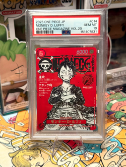 2025 One Piece Magazine Vol.20 Promo Monkey D Luffy Japanese card PSA10 - Image 1