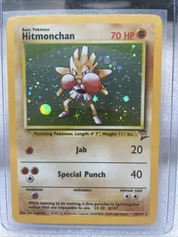 Pokemon TCG Hitmonchan Base Set 2 Holo Unlimited Rare Card 8/130 - Image 1