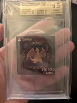 BGS Mint 9.5 Charizard 24k Gold Plated Candy Sticker Pokemon - Image 1