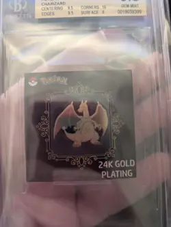 BGS Mint 9.5 Charizard 24k Gold Plated Candy Sticker Pokemon - Image 2