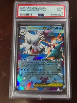 2025 POKEMON MEG EN-MEGA EVOLUTION #036 MEGA ABOMASNOW EX PSA 9 #036 - Image 1