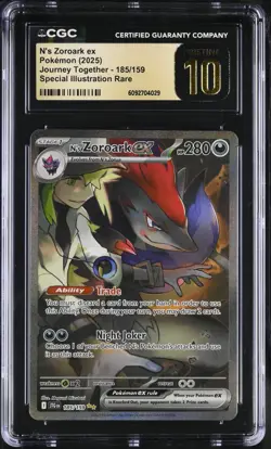 2025 POKEMON JOURNEY TOGETHER #185 N'S ZOROARK EX CGC 10 PRISTINE - Image 1