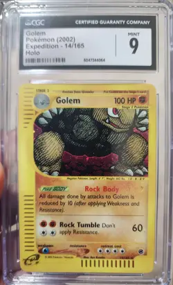 2002 Pokemon Golem Holo Expedition 14/165 CGC 9 MINT - Image 1