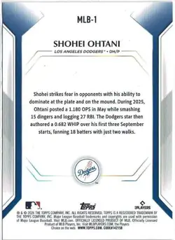 2026 Topps Collectors Kit Shohei Ohtani (Dodgers) Holo Foil Card No. MLB-1 - Image 2