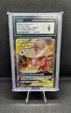 CGC 9 Espeon & Deoxys GX SM240 Black Star Promo Pokemon Card - Image 1