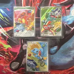 First Partner Kanto Starters Bulbasaur, Charmander, Squirtle Pokemon 3 Card Set - Image 1