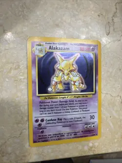 Pokemon TCG Alakazam Base Set Holo Card 1/102 Unlimited Rare - Image 1