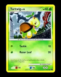 2007 Pokemon TURTWIG Promo POP SERIES 6 Set COSMOS HOLO Card 17/17 Butt SWIRL - Image 2