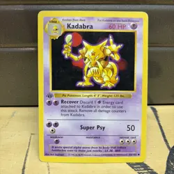 Pokemon Kadabra 1st Edition Shadowless Base Set 32/102 Vintage Played Card - Image 1