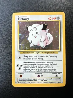 Pokemon TCG Clefairy Holo Rare Card 5/102 Base Set - Image 1