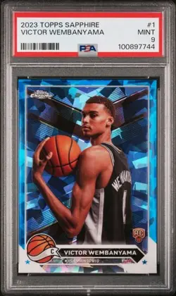 2023 Topps Sapphire VICTOR WEMBANYAMA Rookie #1 PSA 9 - Image 1
