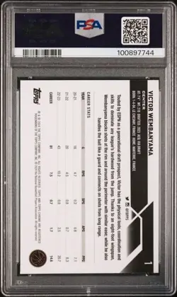 2023 Topps Sapphire VICTOR WEMBANYAMA Rookie #1 PSA 9 - Image 2