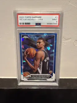 2023 Topps Sapphire VICTOR WEMBANYAMA Rookie #1 PSA 9 - Image 3