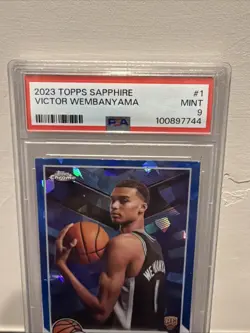 2023 Topps Sapphire VICTOR WEMBANYAMA Rookie #1 PSA 9 - Image 4