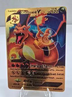 Pokemon Interlaced Flames Charizard V Gold Foil Card LV. 92 HP 522 Fan Art Mint - Image 1