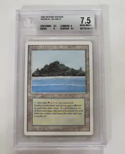 MTG Tropical Island Dual Land Revised Magic The Gathering BGS Graded 7.5 - Image 1
