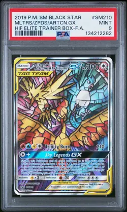 2019 POKEMON SM BLACK STAR PROMO FULL ART/MOLTRES & ZAPDOS & ARTICUNO GX PSA 9 - Image 1