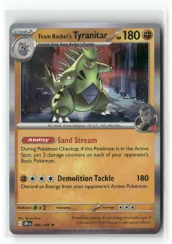 Team Rocket's Tyranitar 096/182 Rare Destined Rivals Pokemon Holo Near Mint - Image 1