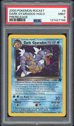 DARK GYARADOS 2000 Pokemon Team Rocket Prerelease Holo #8 - PSA 9 -796 - Image 1