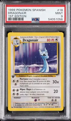 1999 POKEMON SPANISH 1ST ED #18 DRAGONAIR PSA 9 - Image 1